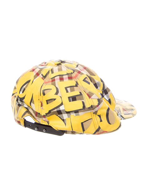 Burberry Graffiti Marker Logo Check Baseball Cap 